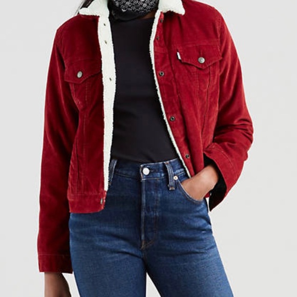 levis sherpa jacket red
